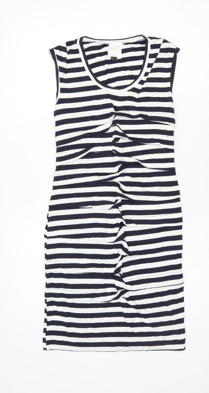 Nicole Miller Womens White Striped Rayon Tank Dress Size 10 Scoop Neck Pullover