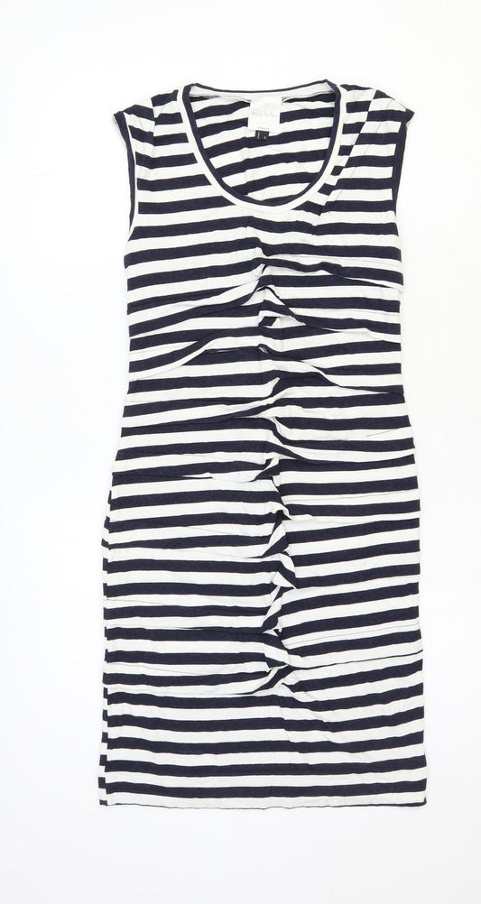 Nicole Miller Womens White Striped Rayon Tank Dress Size 10 Scoop Neck Pullover