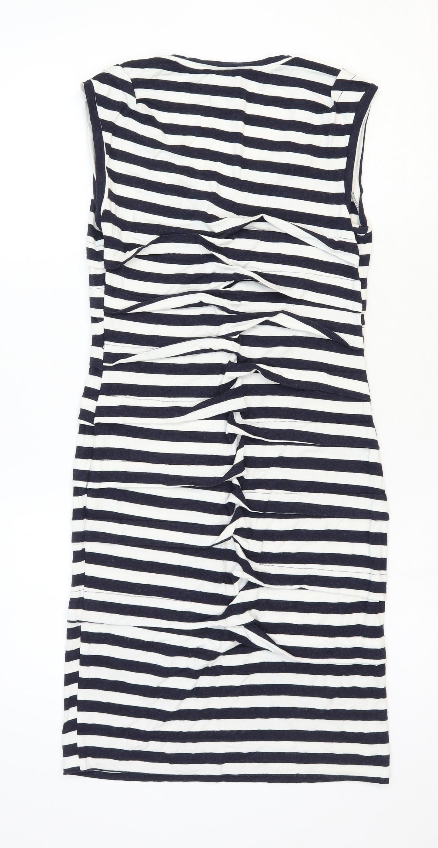 Nicole Miller Womens White Striped Rayon Tank Dress Size 10 Scoop Neck Pullover