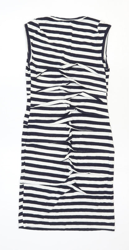 Nicole Miller Womens White Striped Rayon Tank Dress Size 10 Scoop Neck Pullover