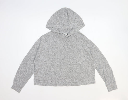 H&M Womens Grey Polyester Pullover Hoodie Size 12 Pullover