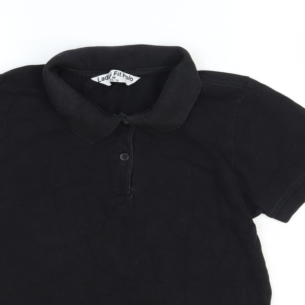 Womens UK Size M Preworn Black Basic Polo