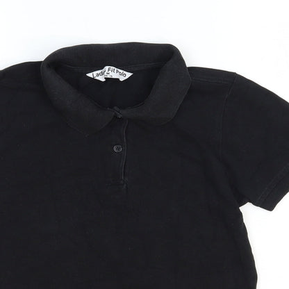 Womens UK Size M Preworn Black Basic Polo