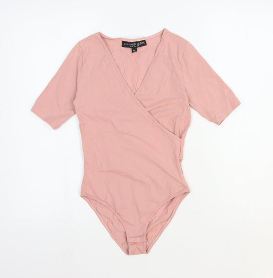 Topshop Womens Pink Cotton Bodysuit One-Piece Size 8 Snap