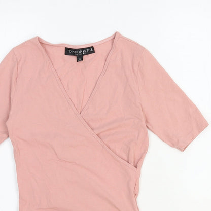 Topshop Womens Pink Cotton Bodysuit One-Piece Size 8 Snap