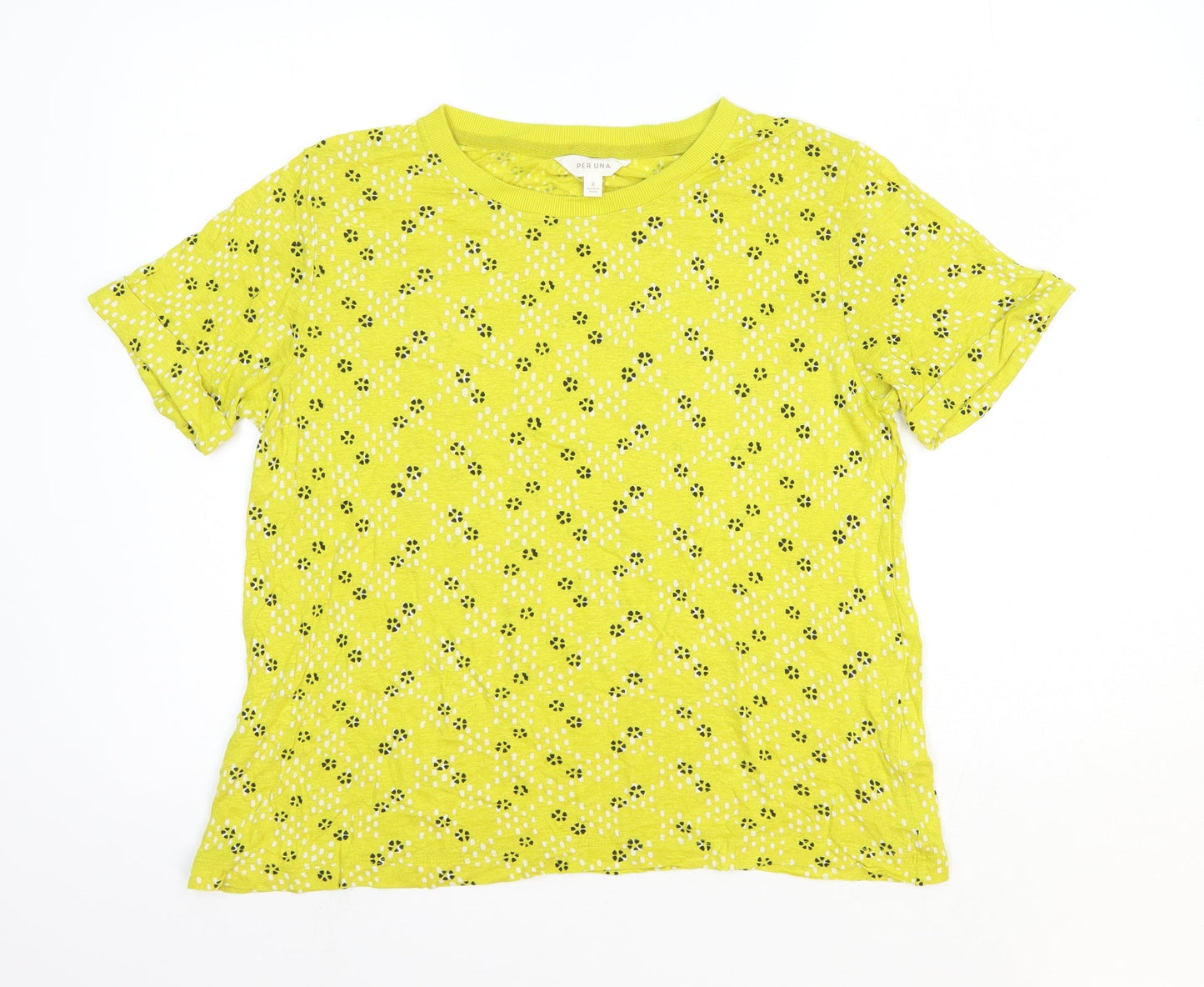 Womens UK Size 8 Per Una Yellow Basic T-Shirt
