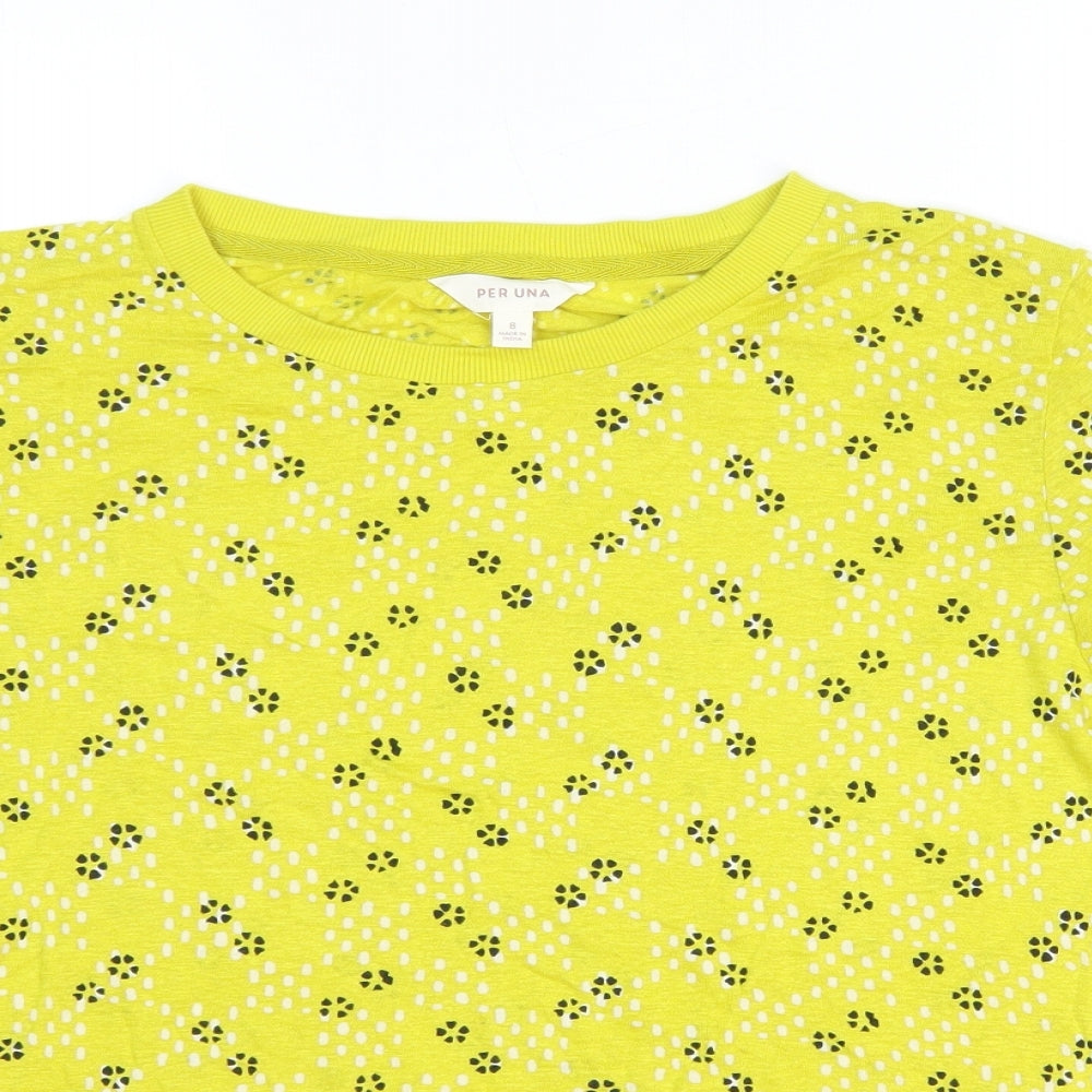Womens UK Size 8 Per Una Yellow Basic T-Shirt