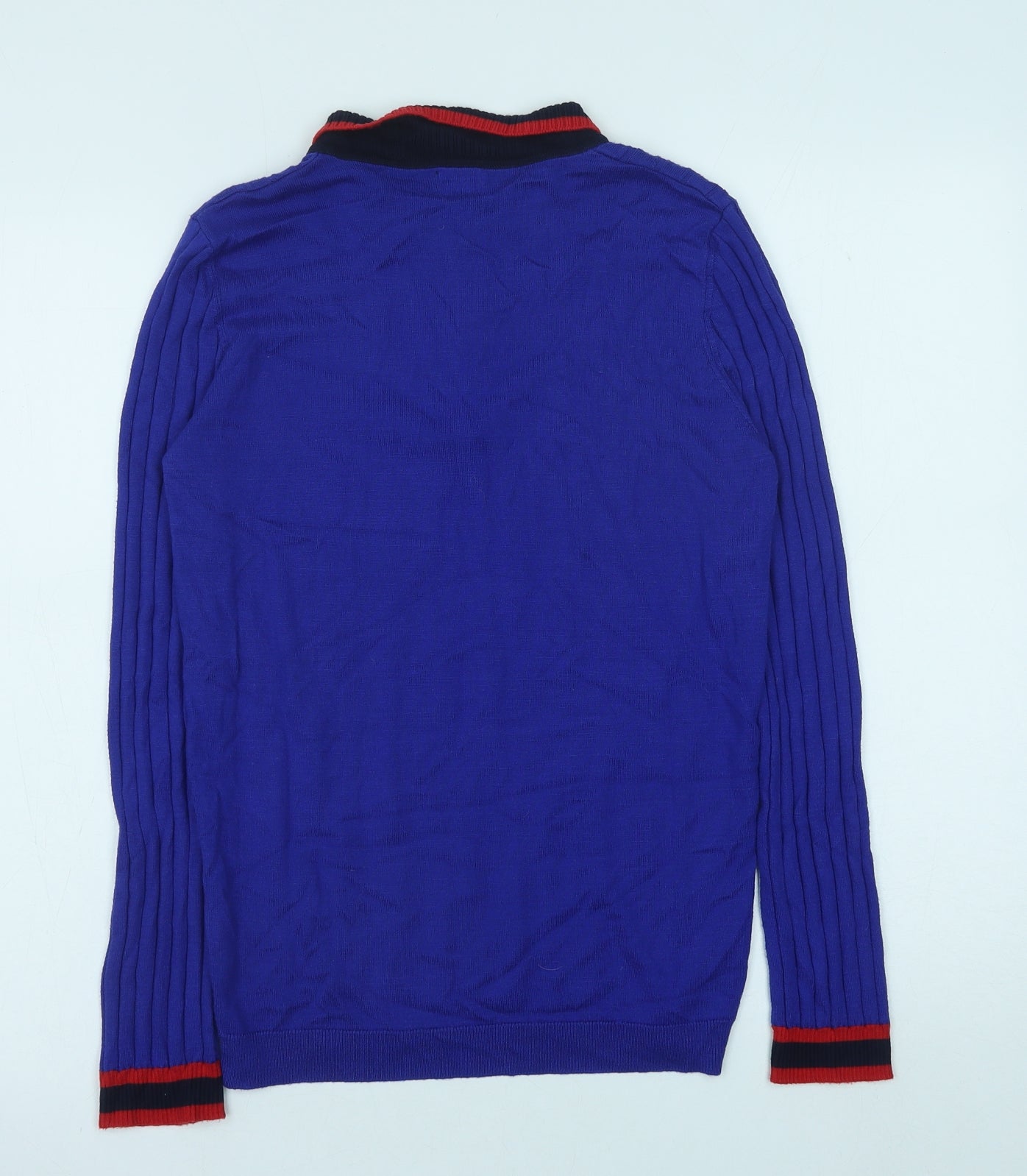 River Island Girls Blue Viscose Pullover Casual Size 11-12 Years V-Neck Zip