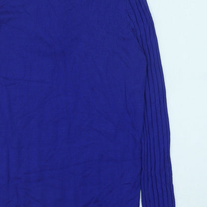 River Island Girls Blue Viscose Pullover Casual Size 11-12 Years V-Neck Zip