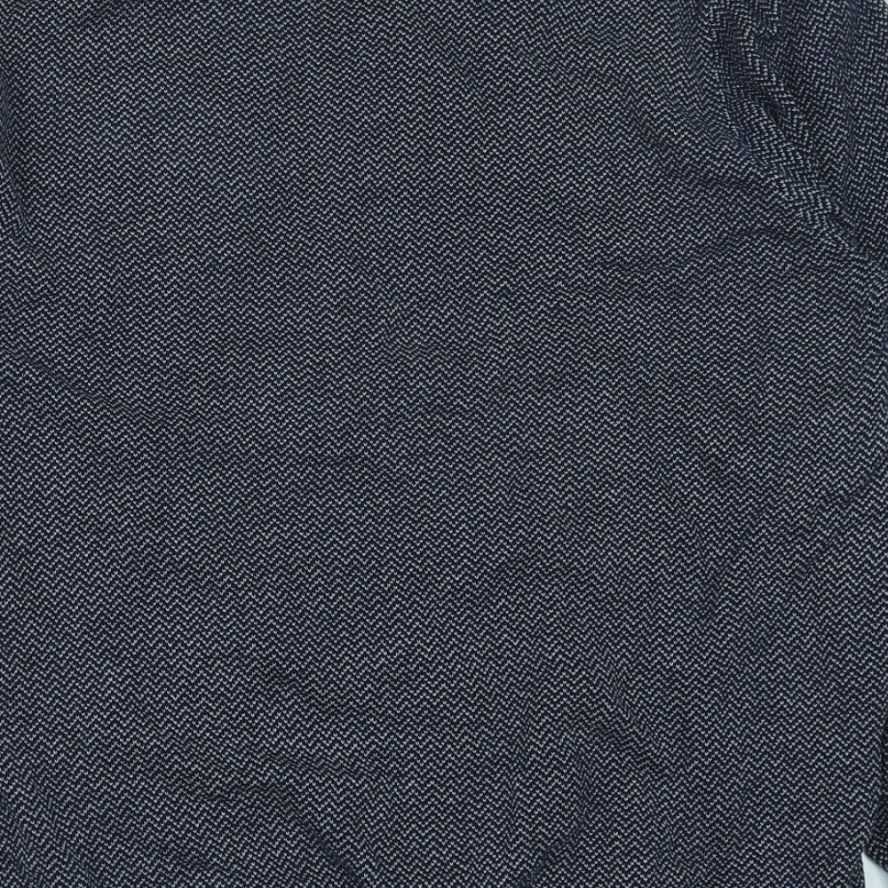 George Mens Blue Round Neck Geometric Cotton Pullover Jumper Size L
