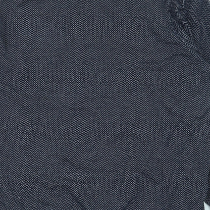 George Mens Blue Round Neck Geometric Cotton Pullover Jumper Size L