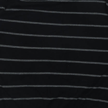 Avenue Mens Black V-Neck Striped Cotton Pullover Jumper Size XL