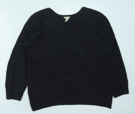 FOREVER 21 Womens Black Round Neck Polyester Pullover Jumper Size L