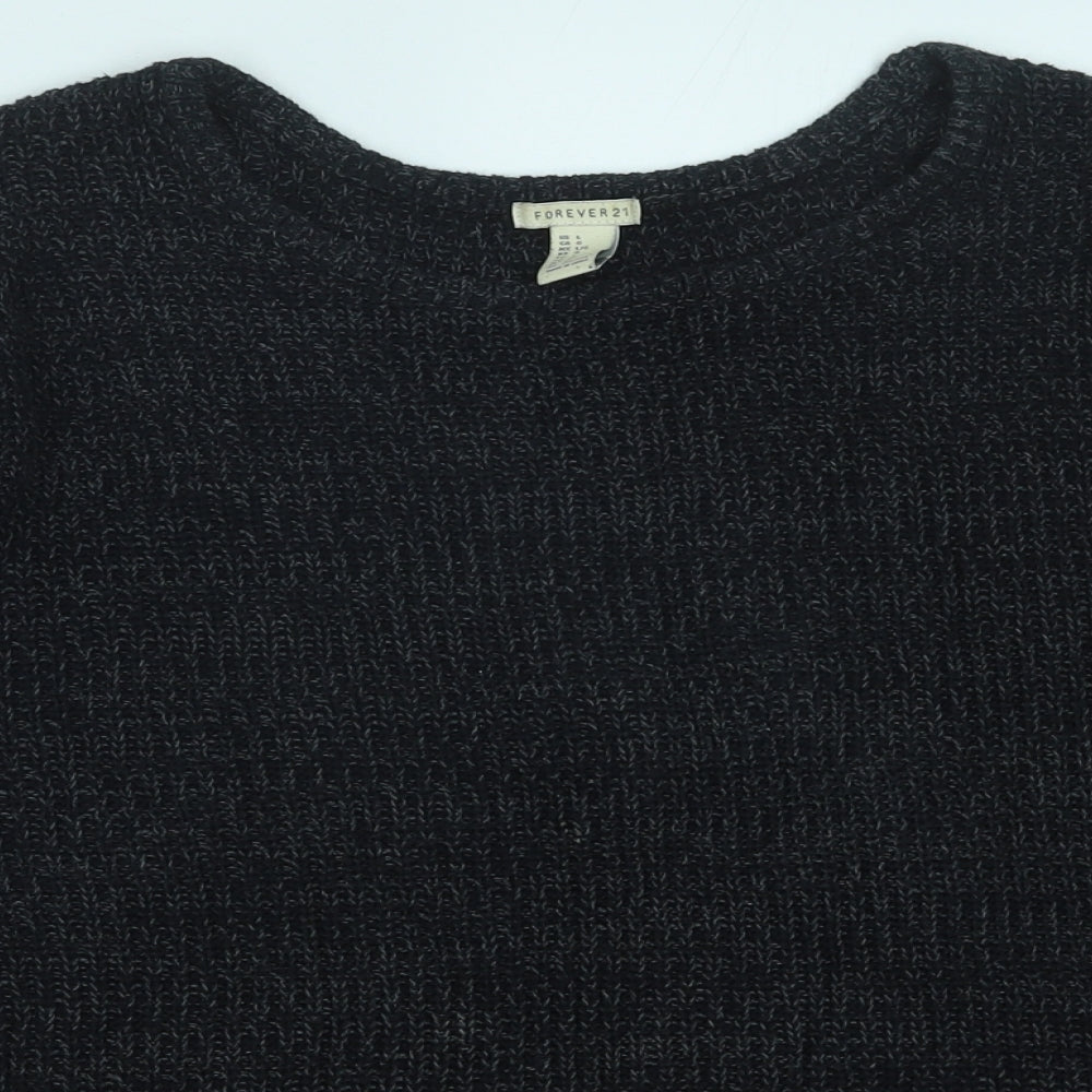 FOREVER 21 Womens Black Round Neck Polyester Pullover Jumper Size L