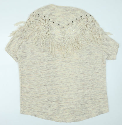 Knox Rose Womens Beige V-Neck Cotton Cardigan Jumper Size M