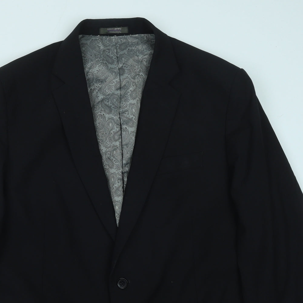 Mens UK Size 42 Simon Jersey Regular Black Suit Jacket
