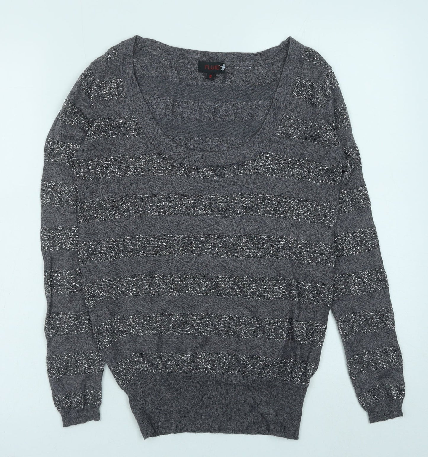Womens UK Size S Fluid Grey Pullover Jumper