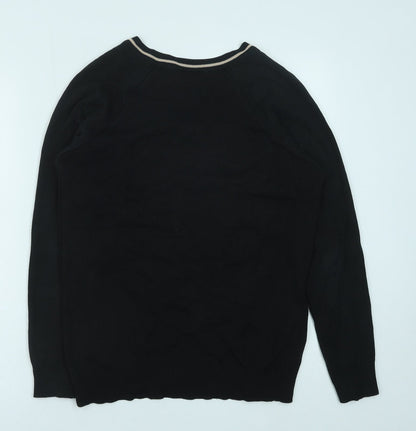 Monkhouse Mens Black V-Neck Cotton Pullover Jumper Size S