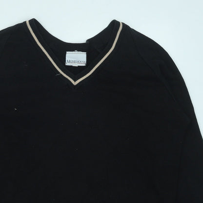 Monkhouse Mens Black V-Neck Cotton Pullover Jumper Size S