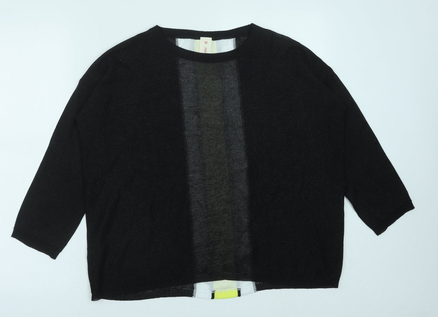 Ferrante Womens Black Round Neck Polyester Pullover Jumper Size M
