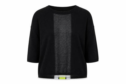 Ferrante Womens Black Round Neck Polyester Pullover Jumper Size M