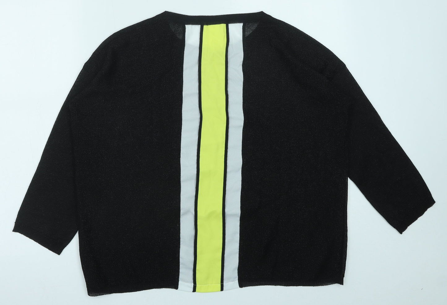 Ferrante Womens Black Round Neck Polyester Pullover Jumper Size M