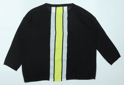 Ferrante Womens Black Round Neck Polyester Pullover Jumper Size M