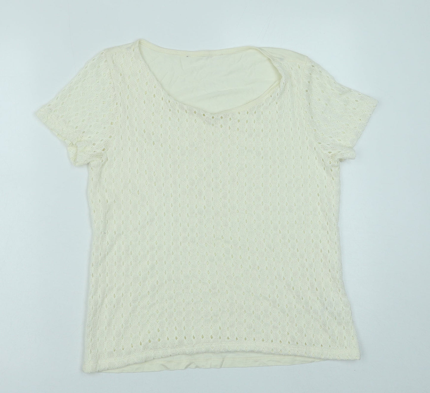 Womens UK Size 12 Debenhams White Basic T-Shirt