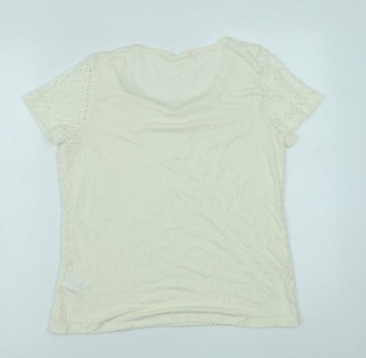 Womens UK Size 12 Debenhams White Basic T-Shirt