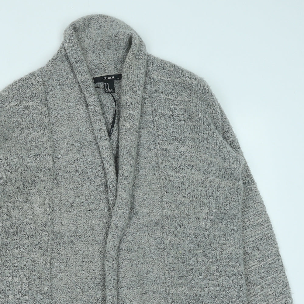 FOREVER 21 Womens Grey V-Neck Acrylic Cardigan Jumper Size M