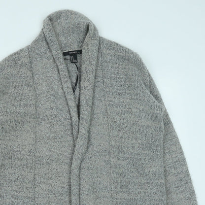 FOREVER 21 Womens Grey V-Neck Acrylic Cardigan Jumper Size M