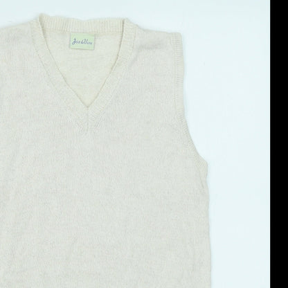 Joie De Vivre Womens White V-Neck Floral Cotton Vest Jumper Size M