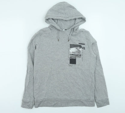 Topman Womens Grey Cotton Pullover Hoodie Size 2XS Pullover