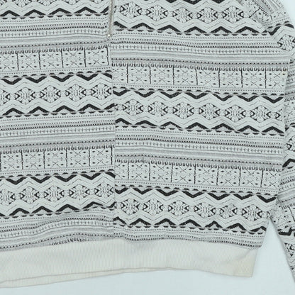 Bershka Womens White Geometric Polyester Pullover Sweatshirt Size S Zip