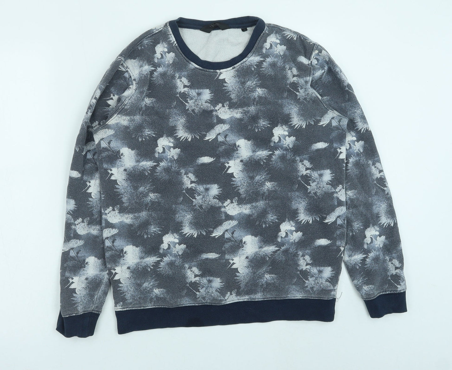 !Solid Womens Blue Geometric Polyester Pullover Sweatshirt Size S Pullover