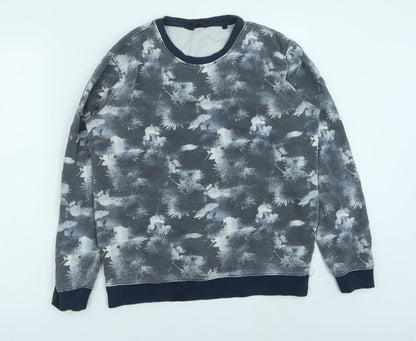 !Solid Womens Blue Geometric Polyester Pullover Sweatshirt Size S Pullover