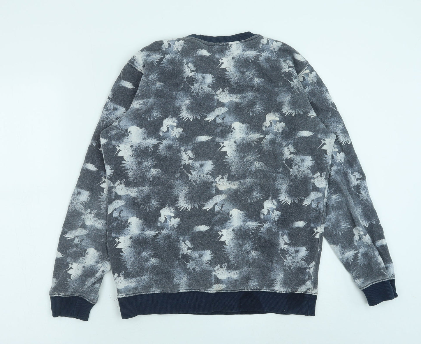 !Solid Womens Blue Geometric Polyester Pullover Sweatshirt Size S Pullover