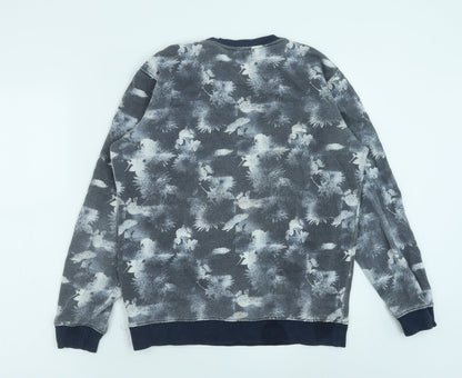 !Solid Womens Blue Geometric Polyester Pullover Sweatshirt Size S Pullover