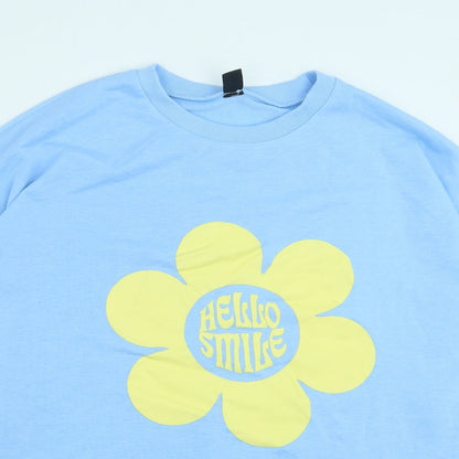 SheIn Womens Blue Elastane Pullover Sweatshirt Size S Pullover - Hello Smile
