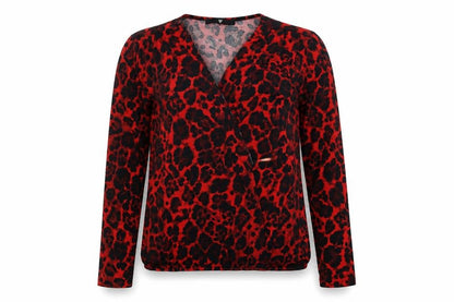 Womens UK Size 10 Very Red Wrap Blouse