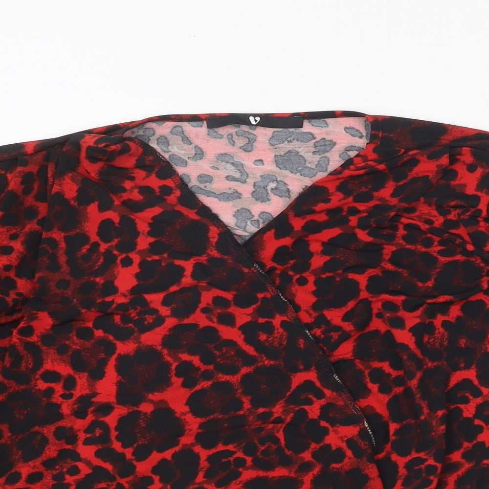 Womens UK Size 10 Very Red Wrap Blouse