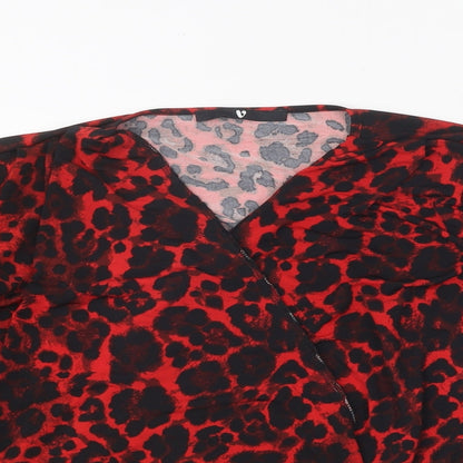Womens UK Size 10 Very Red Wrap Blouse