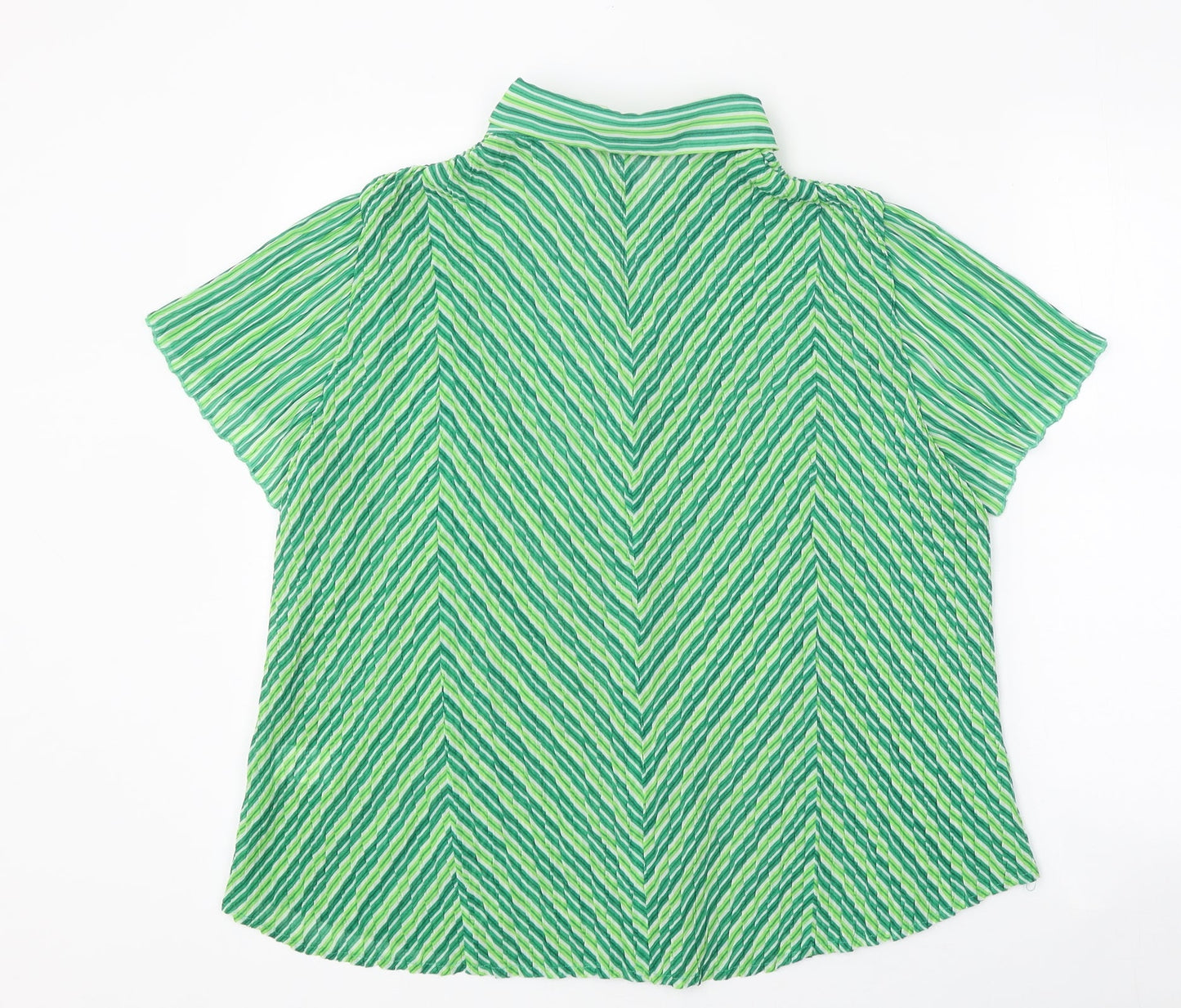 Epilogue Womens Green Geometric Polyester Basic Button-Up Size 18 Collared