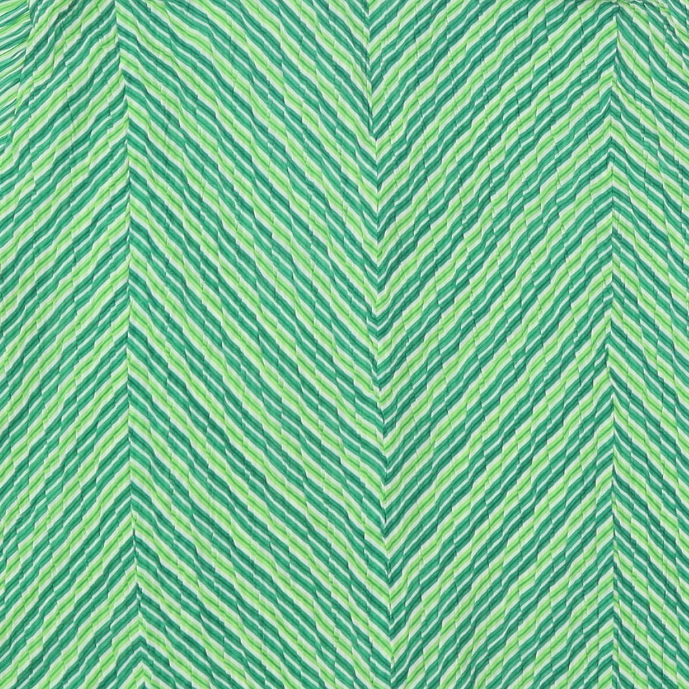 Epilogue Womens Green Geometric Polyester Basic Button-Up Size 18 Collared