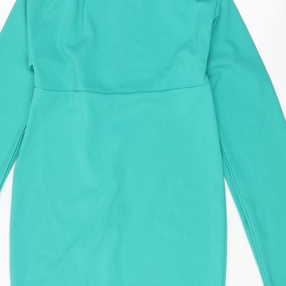 Quiz Womens Green Polyester Sheath Size 12 Off the Shoulder Snap