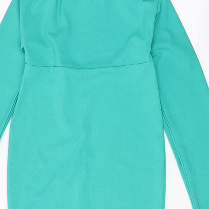 Quiz Womens Green Polyester Sheath Size 12 Off the Shoulder Snap