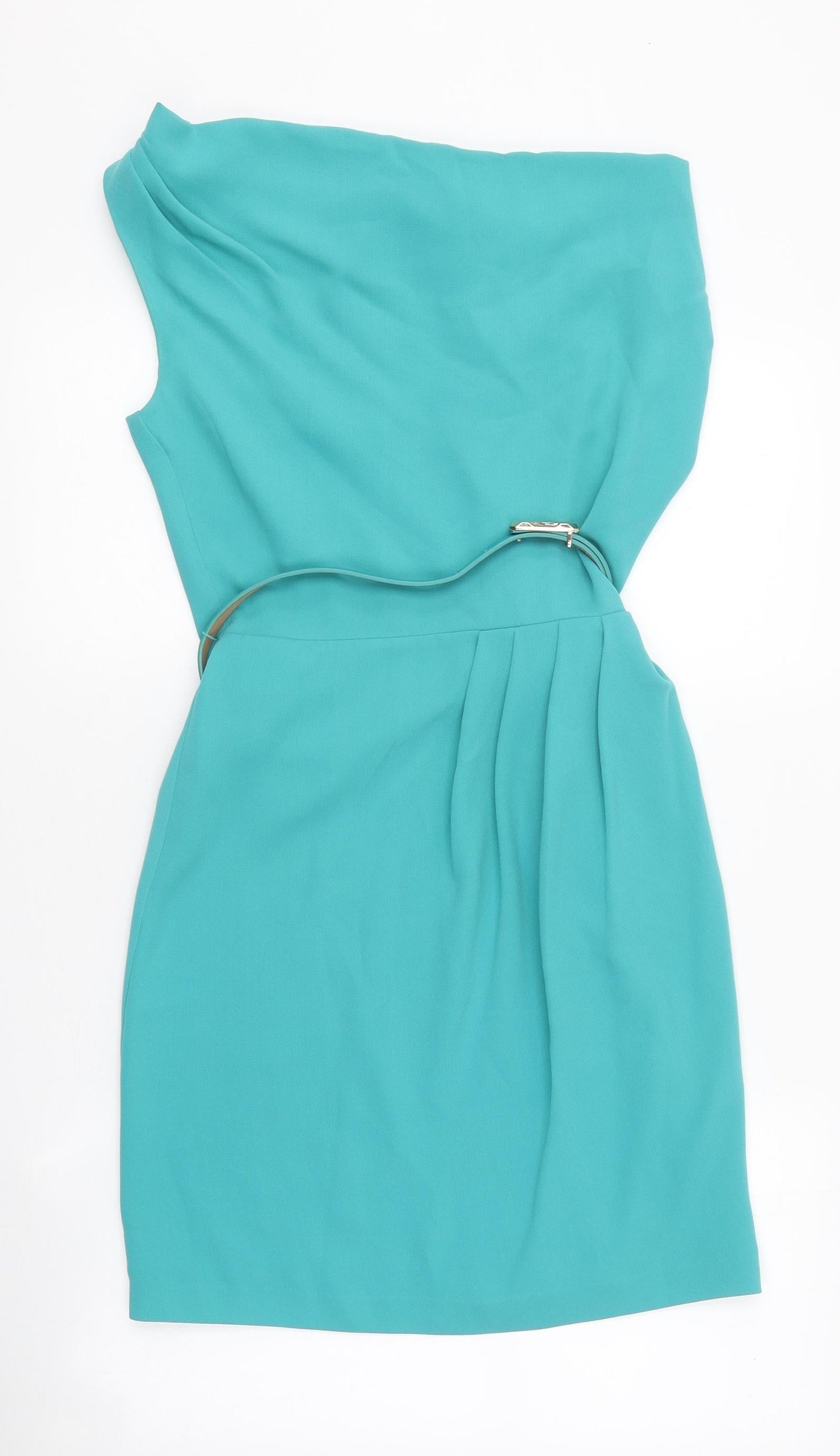 Oasis Womens Blue Viscose Mini Size 8 Off the Shoulder Pullover