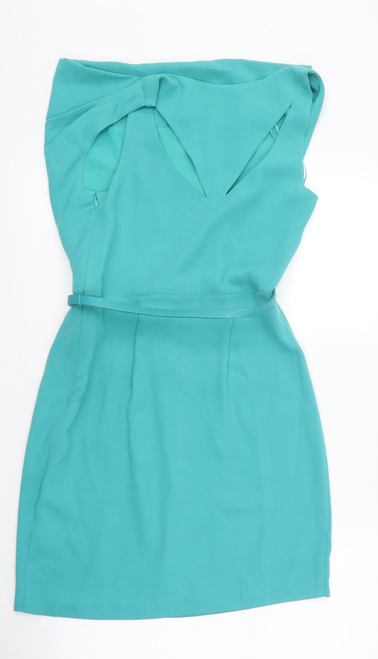 Oasis Womens Blue Viscose Mini Size 8 Off the Shoulder Pullover