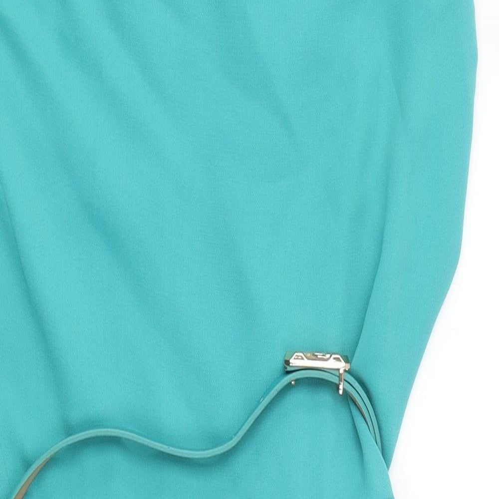 Oasis Womens Blue Viscose Mini Size 8 Off the Shoulder Pullover