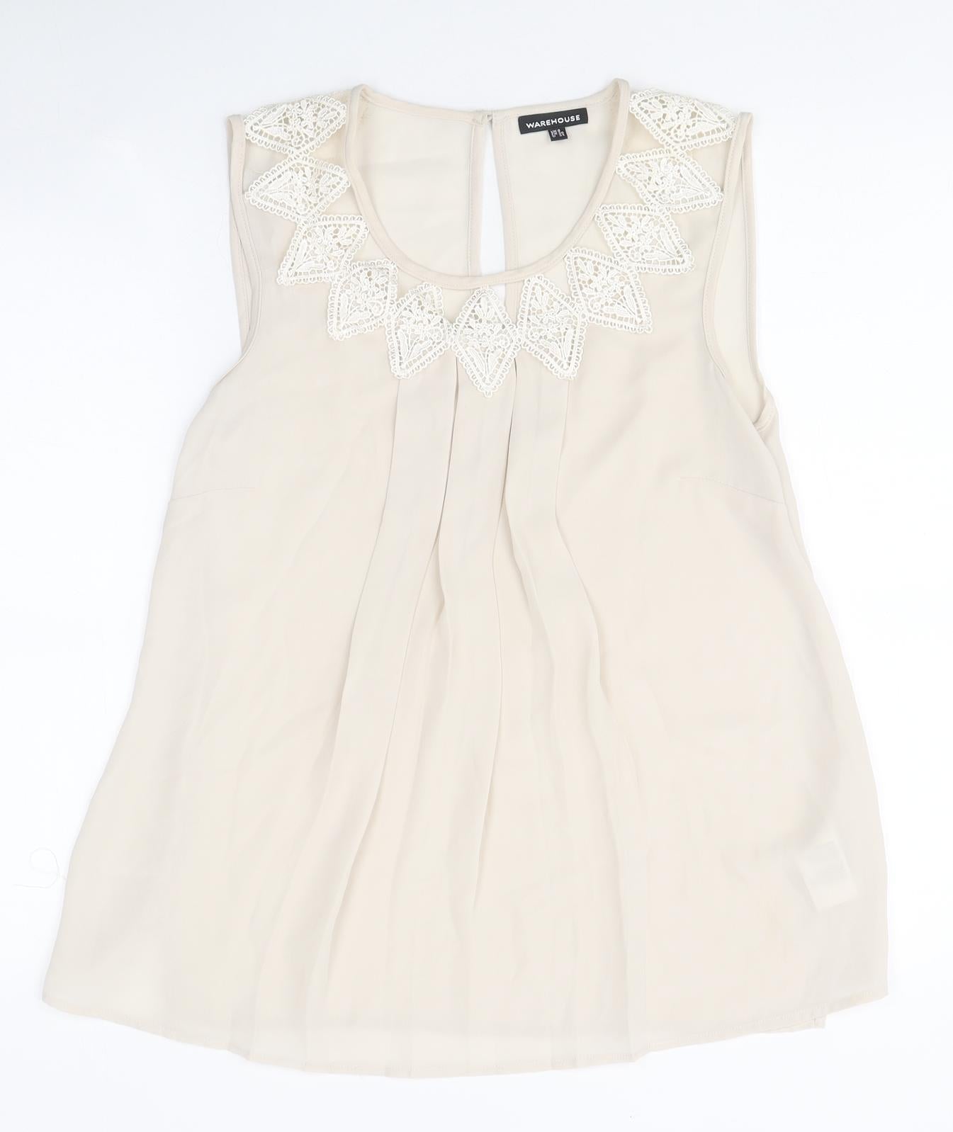 Womens UK Size 8 Warehouse Beige Basic Tank